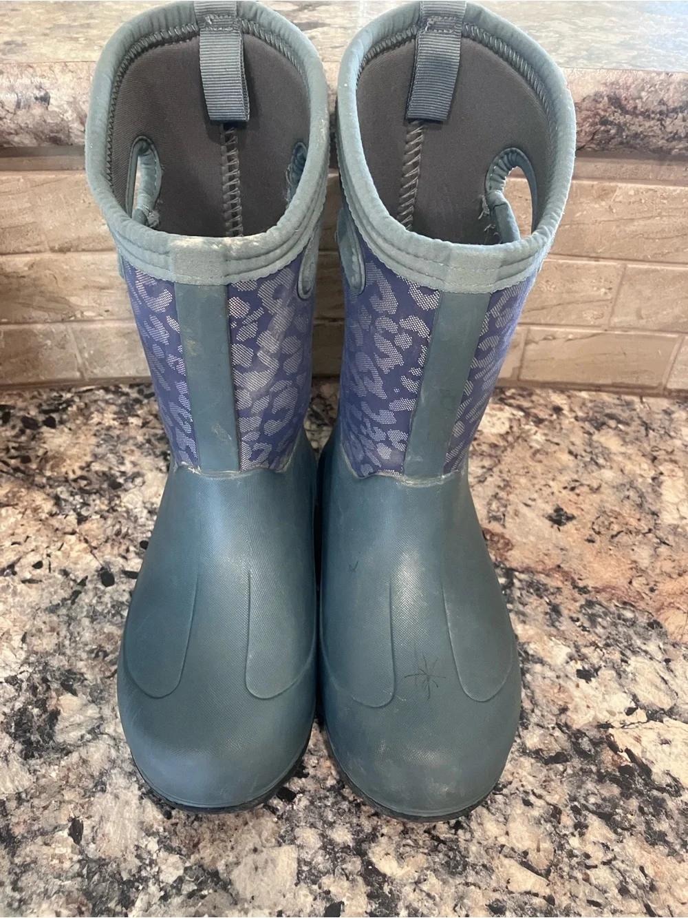 Bogs Black and Purple Patterned Waterproof Pull-On Boots